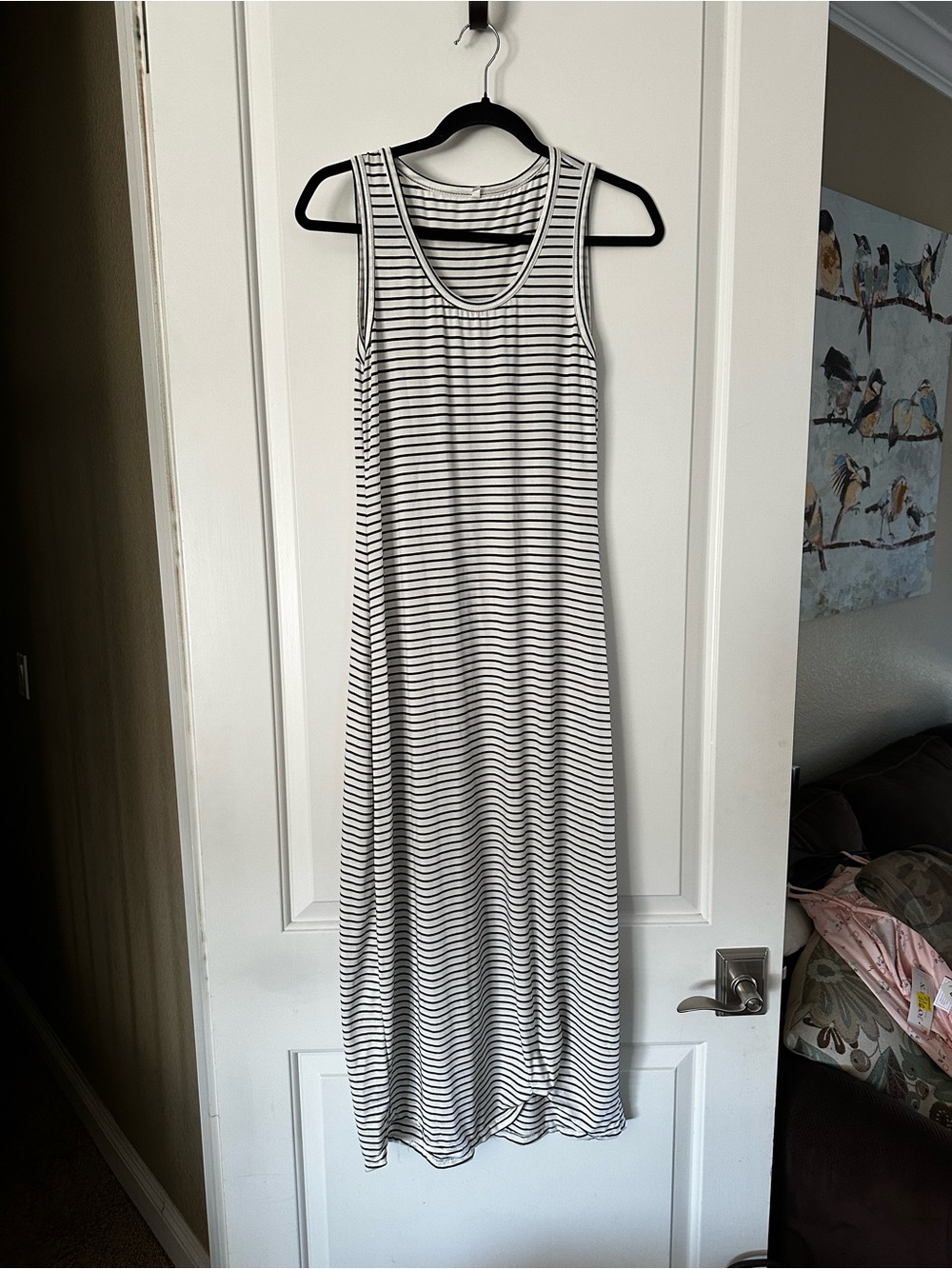 Striped Sleeveless Maxi Dress - Black & White